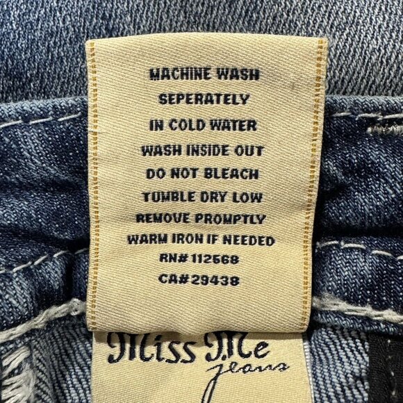 Miss Me Jeans Women 28 Blue Capri Low Rise Flap Pockets Distressed Stretch Denim - Picture 8 of 13